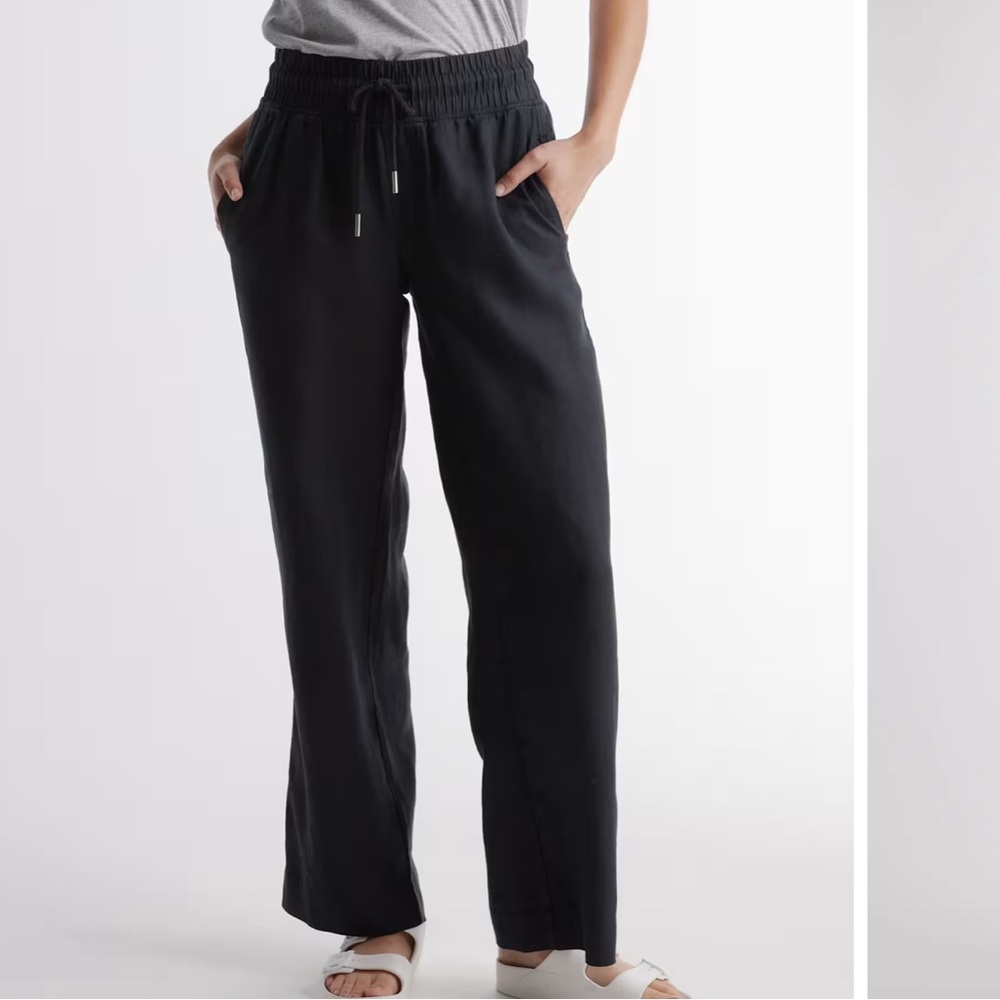 Quince European Linen Wide Leg Pants - Black